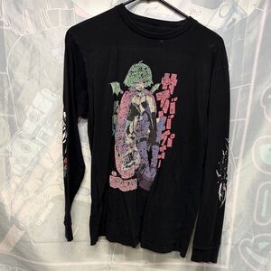 Black Graphic Long Sleeve Tee
